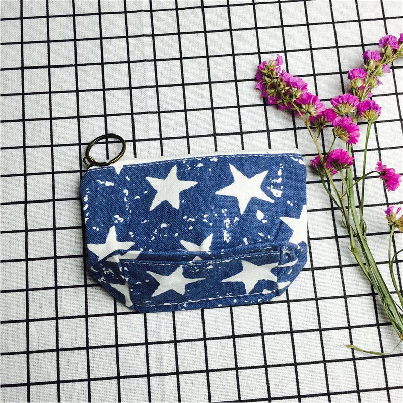 Simple star blue cotton null purse make-up bag4