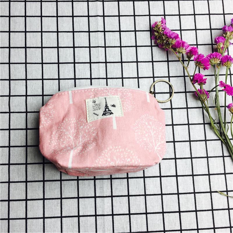 Simple pastoral pink cotton null purse make-up bag1