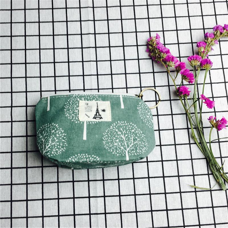 Simple pastoral green cotton null purse make-up bag1