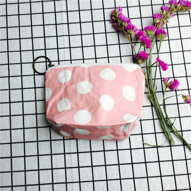 Compact pink cotton cloth null purse make-up bag2