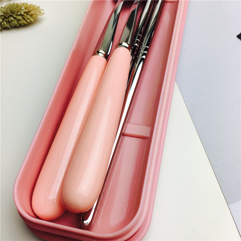 Student Stainless Steel Portable cutlery suit creative fork and spoon chopsticks adorable suit children travel tableware2