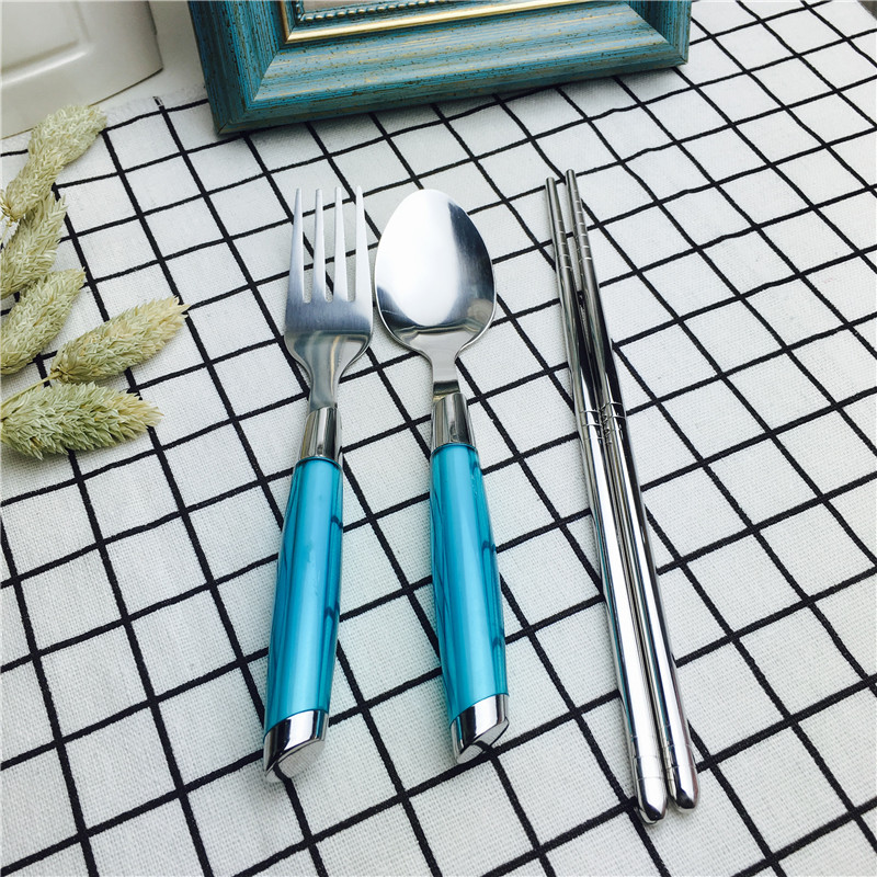 Student portable cutlery suit creative fork and spoon chopsticks adorable suit children travel tableware3