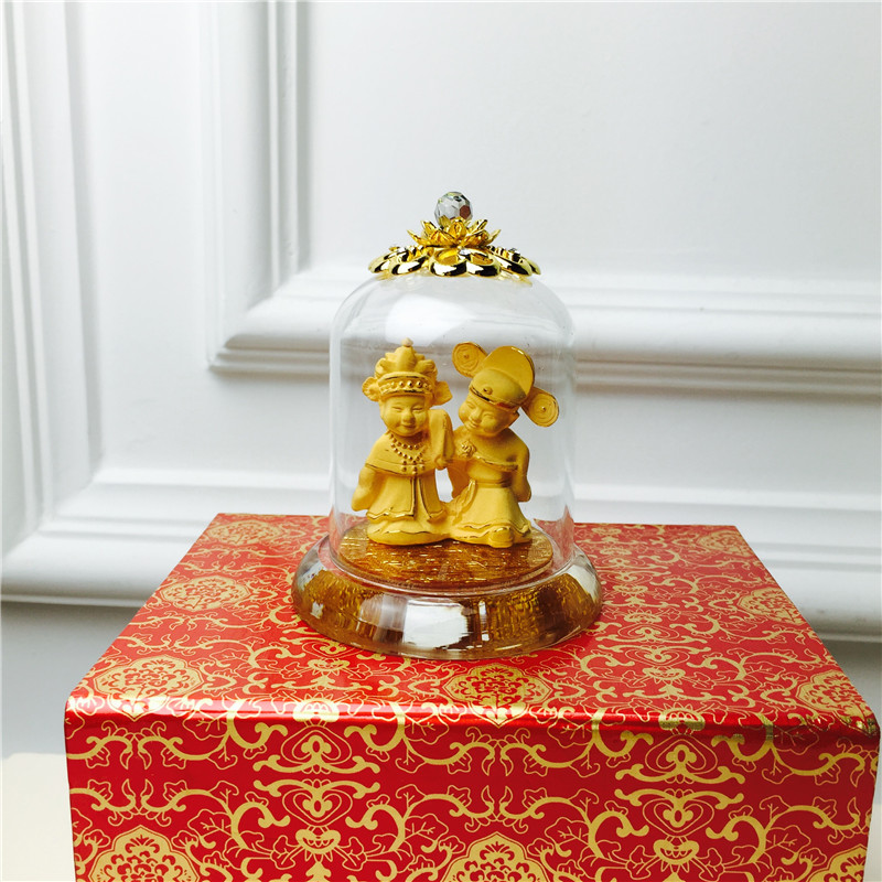 Chinese Feng Shui alluvial gold craft gold couple decoration birthday too happy wedding gift2
