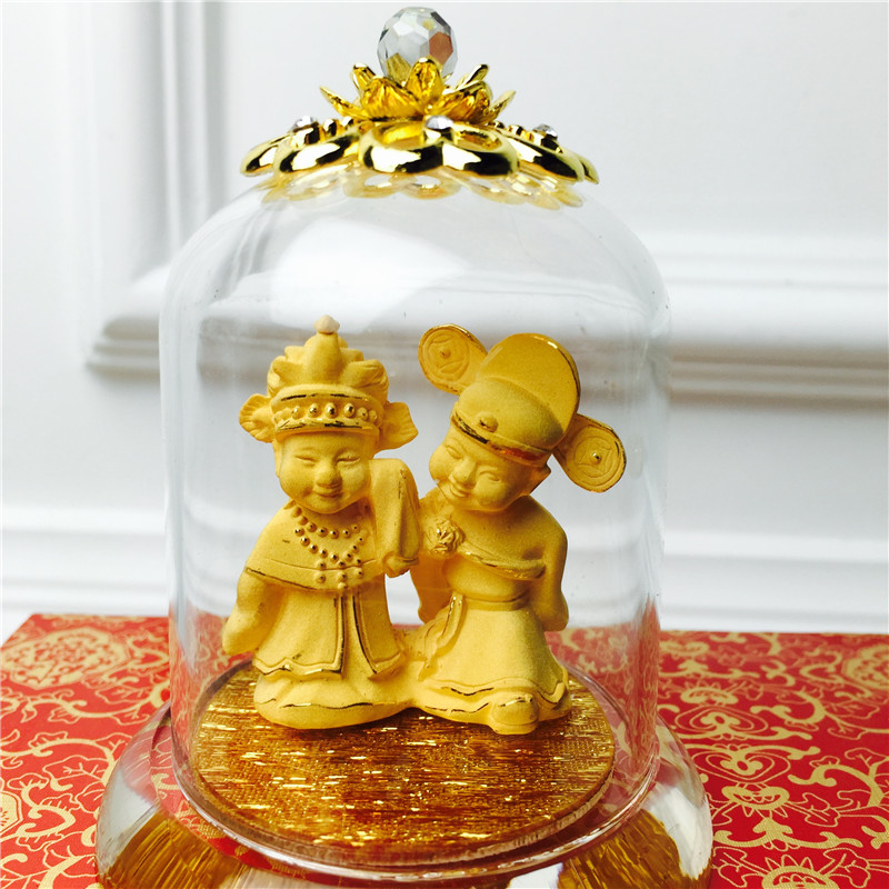 Chinese Feng Shui alluvial gold craft gold couple decoration birthday too happy wedding gift3