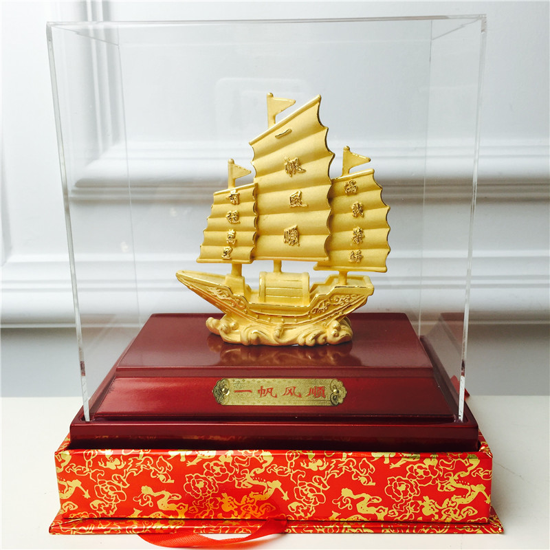 Chinese Feng Shui alluvial gold gold decoration process Everything is going smoothly. sailing too happy Birthday wedding gift2