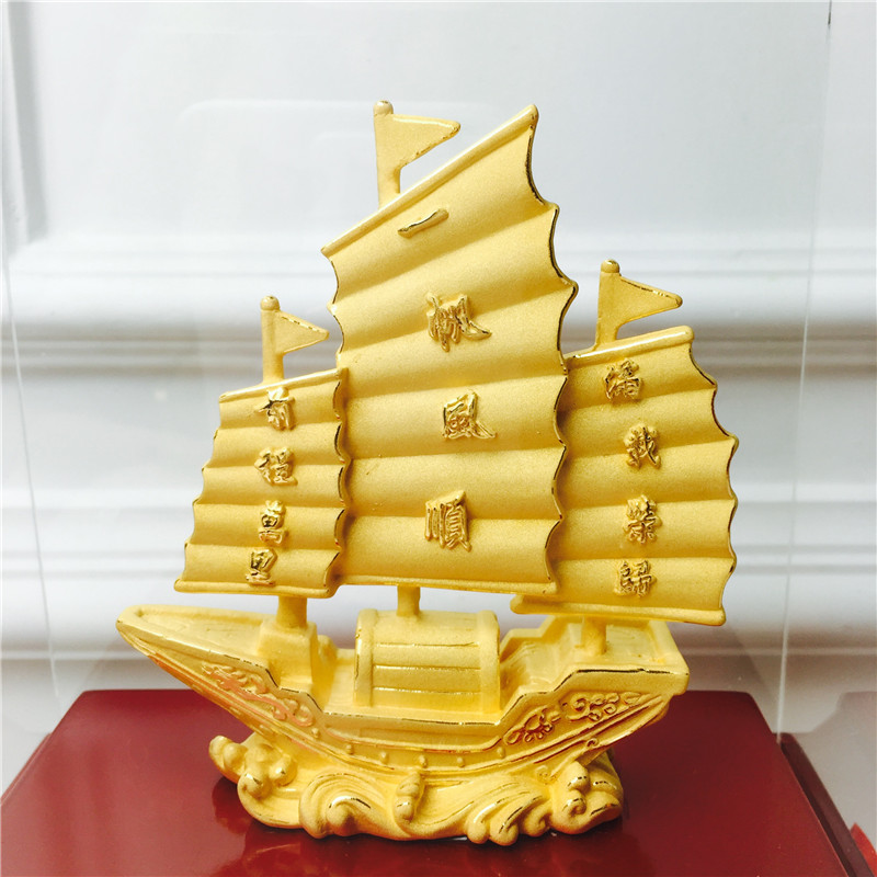 Chinese Feng Shui alluvial gold gold decoration process Everything is going smoothly. sailing too happy Birthday wedding gift3