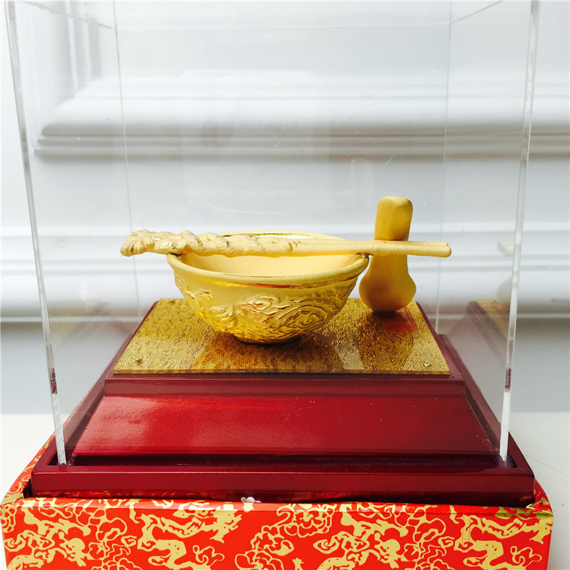 Chinese Feng Shui alluvial gold decoration technology rich golden bowl birthday too happy wedding gift4