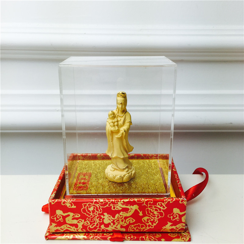 Chinese Feng Shui alluvial gold decoration craft gold Guanyin birthday too happy wedding gift1
