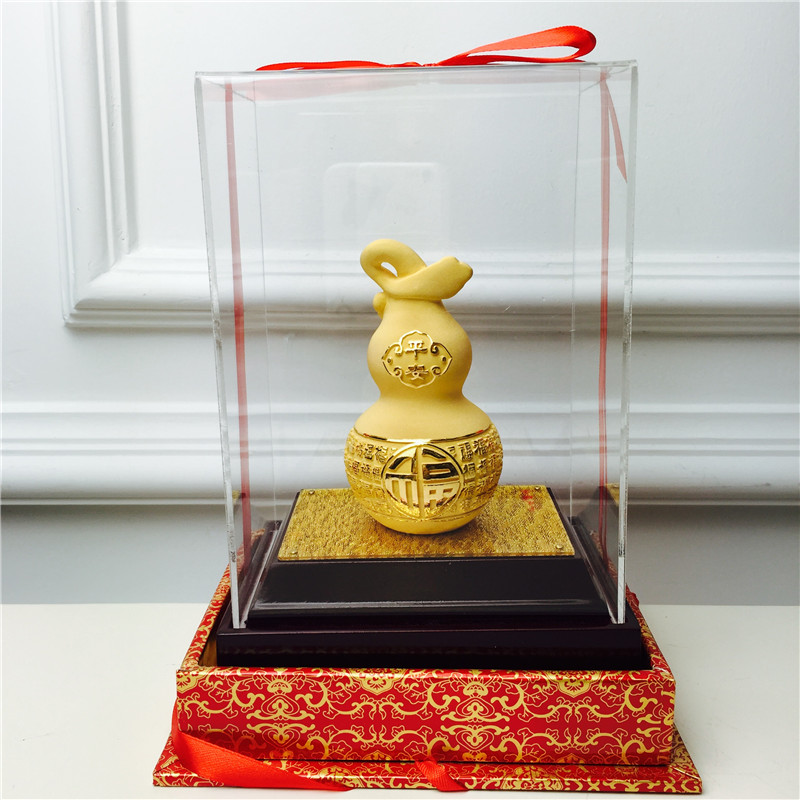 Chinese Feng Shui alluvial gold decoration process is safe foggin gourd birthday too happy wedding gift2