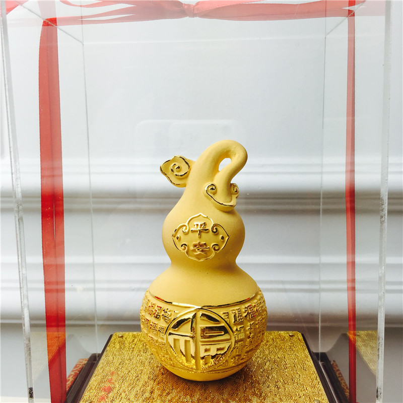 Chinese Feng Shui alluvial gold decoration process is safe foggin gourd birthday too happy wedding gift3