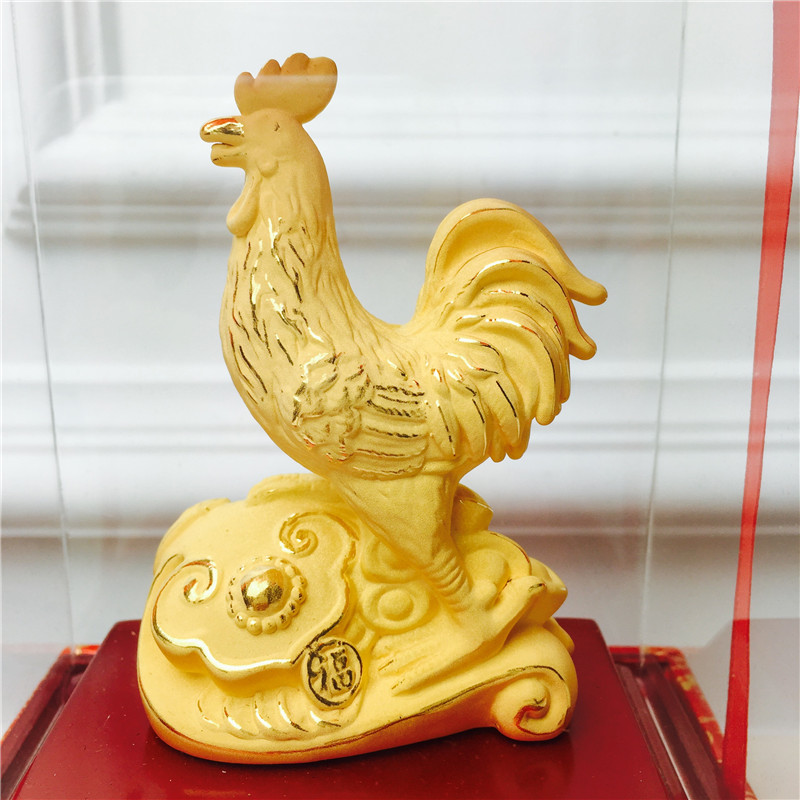 Chinese Feng Shui alluvial gold Ruyi Golden Rooster decoration craft Wufu festive wedding gifts birthday birthday3