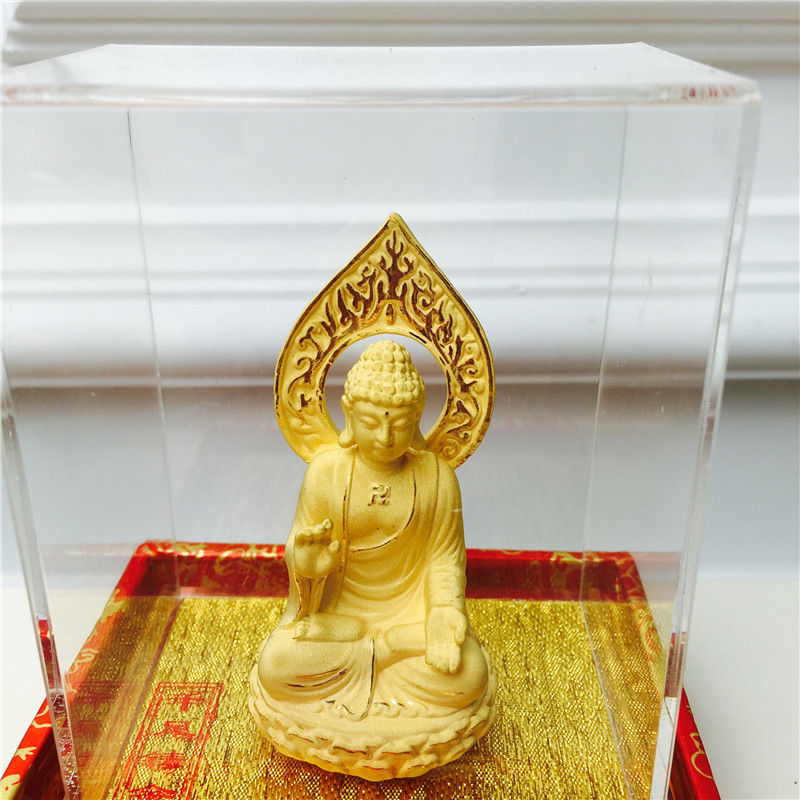 Chinese Feng Shui decoration craft gold alluvial gold Buddha birthday too happy wedding gift3