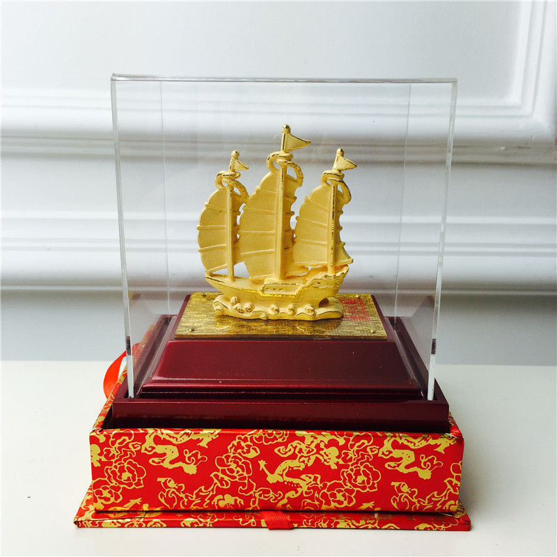 Chinese Feng Shui alluvial gold gold decoration process Everything is going smoothly. sailing too happy Birthday wedding gift2