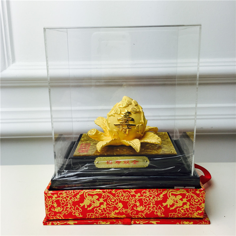 Chinese Feng Shui alluvial gold gold Peach-Shaped Mantou decoration process enjoy both felicity and longevity happy wedding gifts birthday birthday1