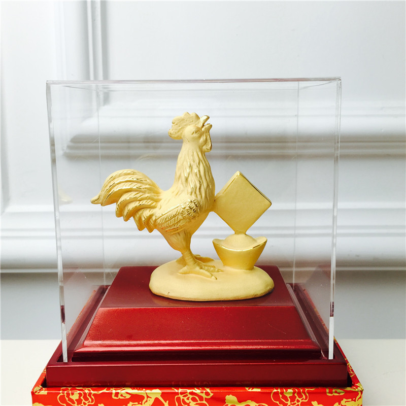 Chinese Feng Shui alluvial gold decoration craft Rooster send blessing birthday birthday happy wedding gift4