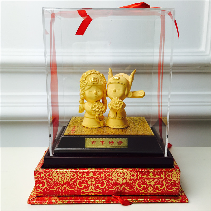 Chinese Feng Shui alluvial gold bainianhao alloy process couples decorative festive wedding gifts birthday birthday1