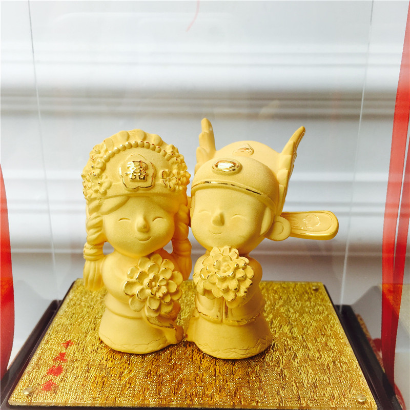 Chinese Feng Shui alluvial gold bainianhao alloy process couples decorative festive wedding gifts birthday birthday2