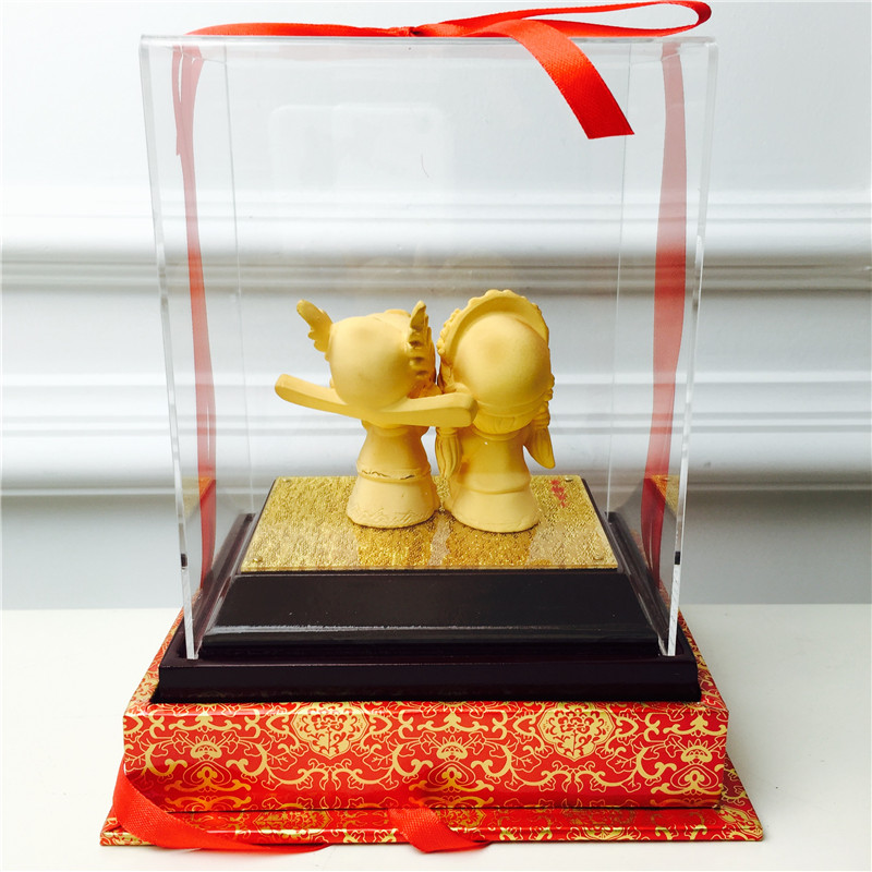 Chinese Feng Shui alluvial gold bainianhao alloy process couples decorative festive wedding gifts birthday birthday3