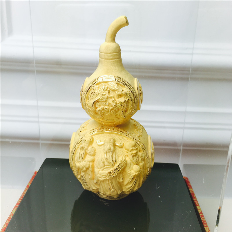 Chinese Feng Shui alluvial gold gold embossed decoration craft gourd birthday too happy wedding gift2