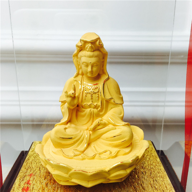 Chinese Feng Shui alluvial gold decoration craft Guanyin Golden Buddha birthday too happy wedding gift2