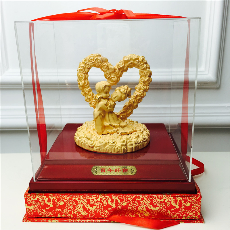Chinese Feng Shui alluvial gold process of 100 year good new alloy decoration birthday too happy wedding gift1