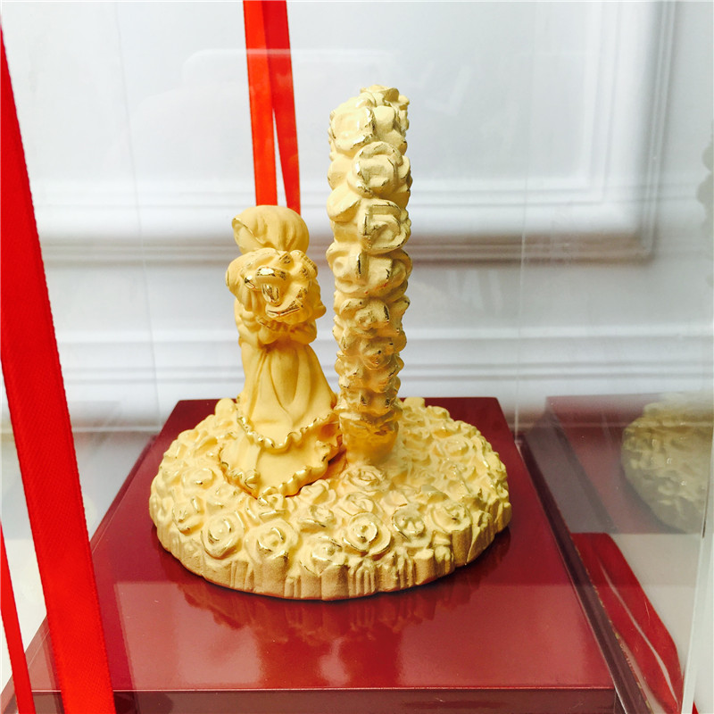 Chinese Feng Shui alluvial gold process of 100 year good new alloy decoration birthday too happy wedding gift3