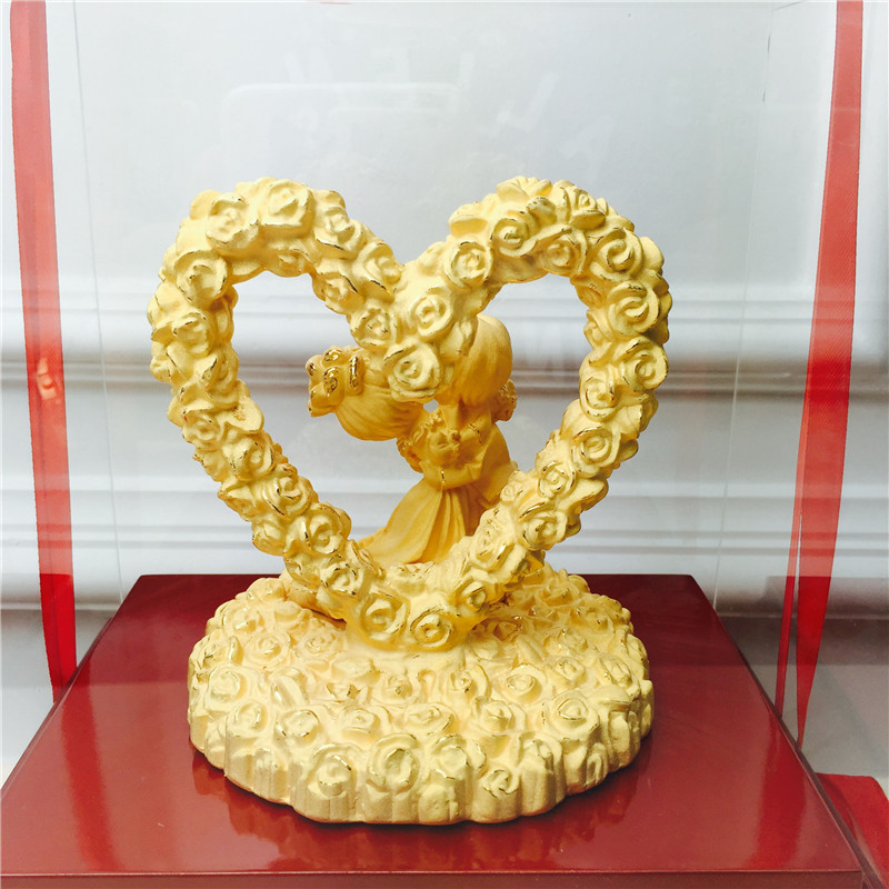 Chinese Feng Shui alluvial gold process of 100 year good new alloy decoration birthday too happy wedding gift4