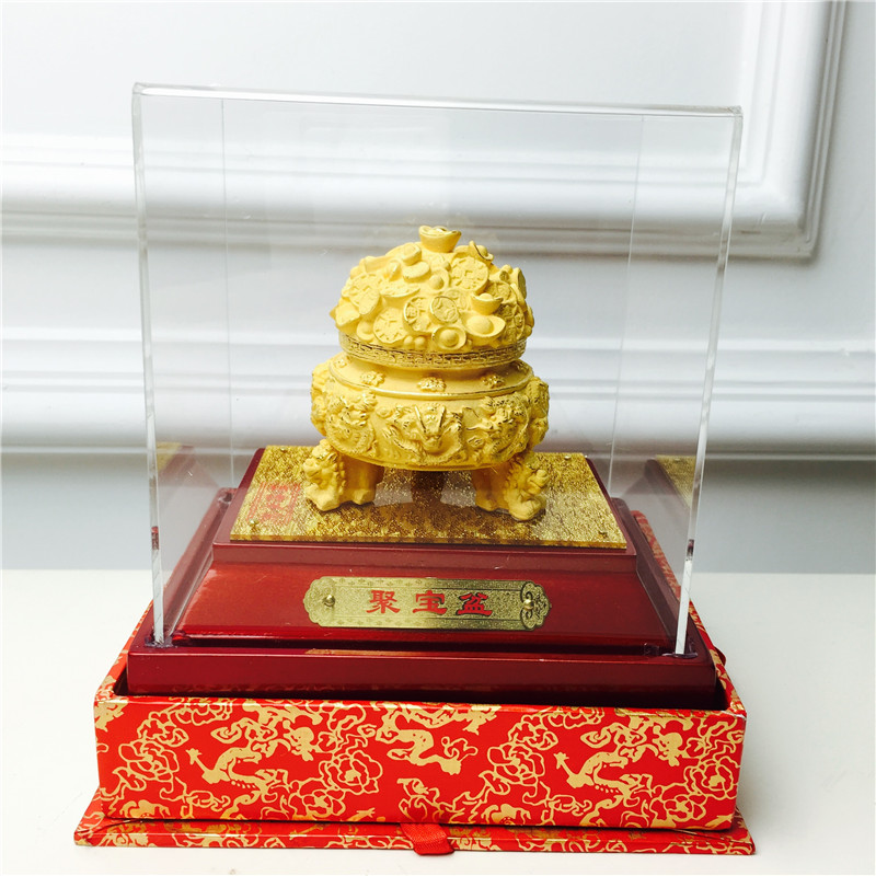 Chinese Feng Shui decoration craft gold velvet satin golden cornucopia birthday too happy wedding gift1