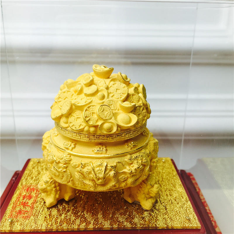Chinese Feng Shui decoration craft gold velvet satin golden cornucopia birthday too happy wedding gift2