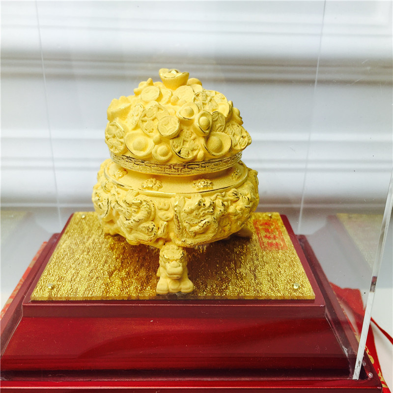 Chinese Feng Shui decoration craft gold velvet satin golden cornucopia birthday too happy wedding gift4