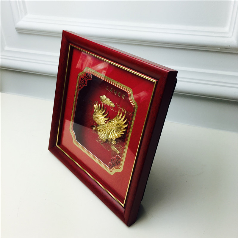 Chinese technology advancement Golden Eagle cashmere alluvial gold decoration birthday too happy wedding gift3