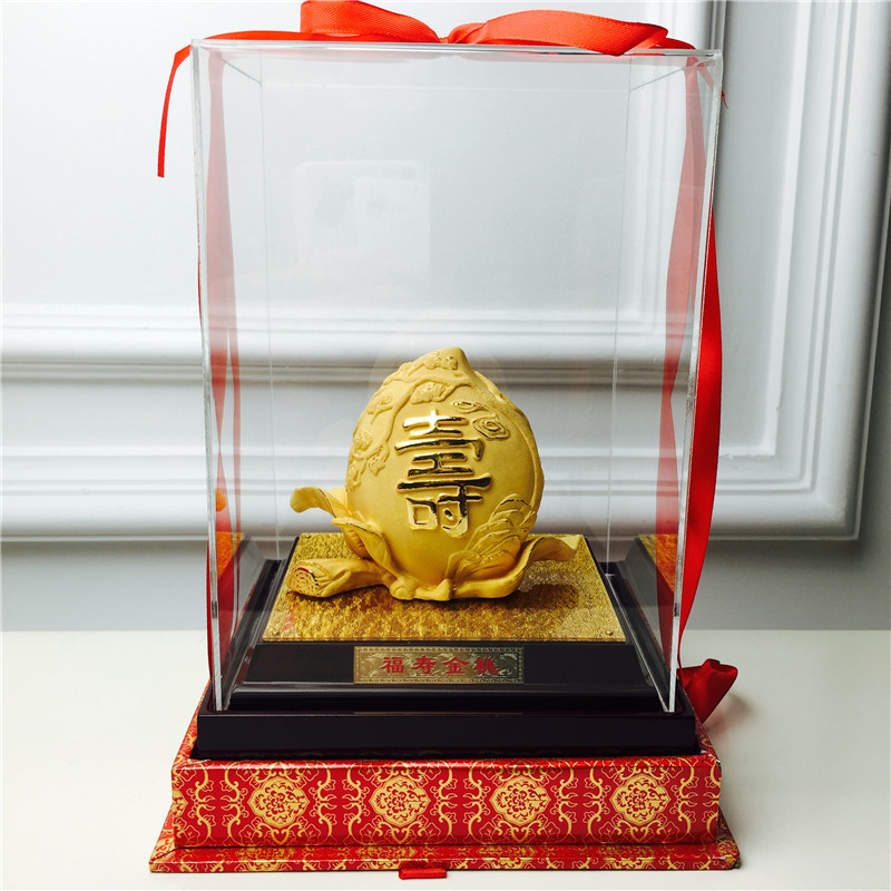 Chinese Feng Shui alluvial gold process Fushou gold peach decorative festive wedding gifts birthday birthday1