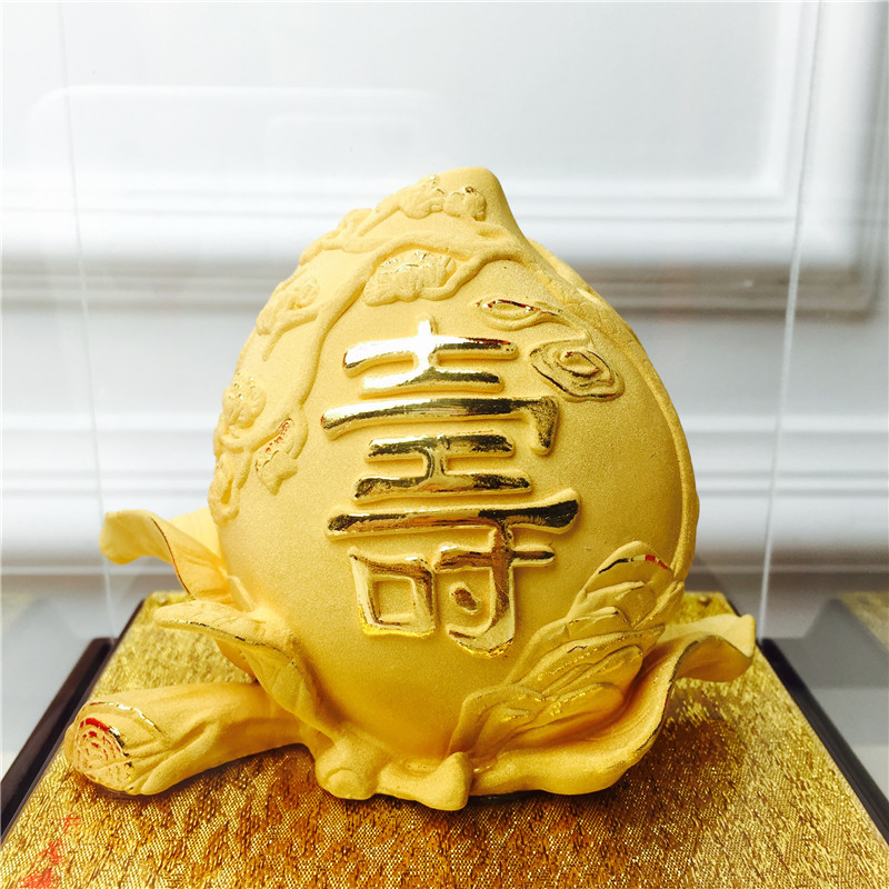 Chinese Feng Shui alluvial gold process Fushou gold peach decorative festive wedding gifts birthday birthday2