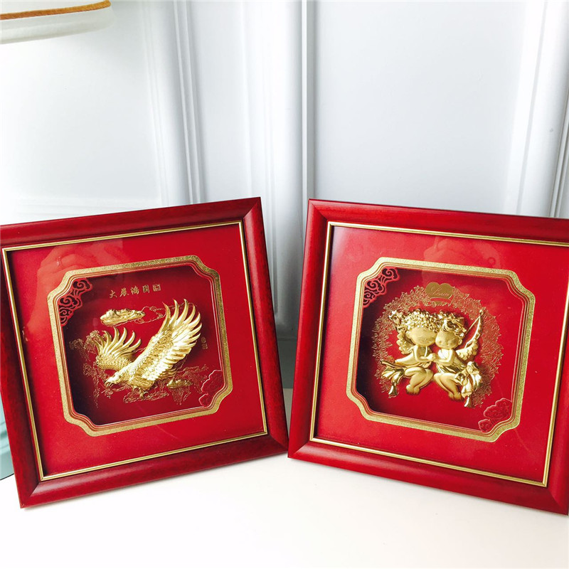 Chinese New Double Happiness gold alluvial gold craft decorative festive wedding gifts birthday birthday5