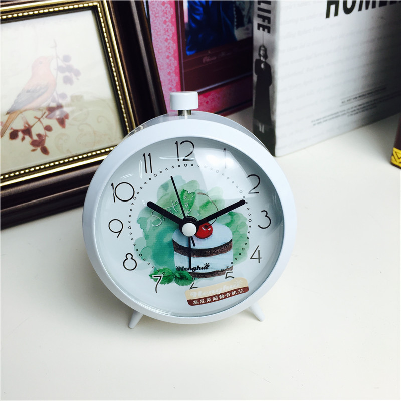 Simple white bedside clock alarm mute desktop clock creative personality2