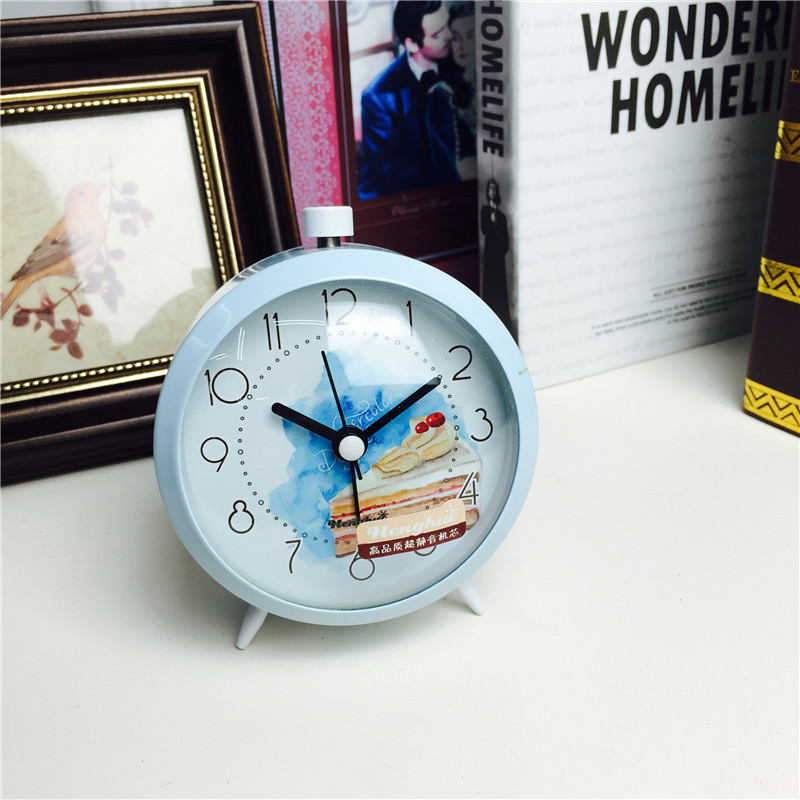Simple blue bedside clock alarm mute desktop clock creative personality2
