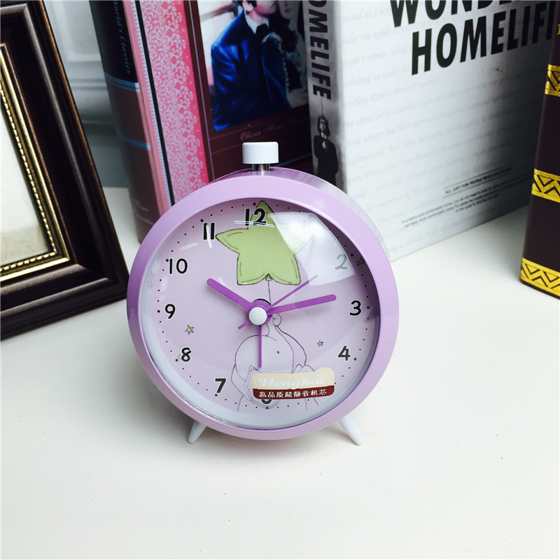 Simple bedside clock alarm mute violet desktop clock creative personality2