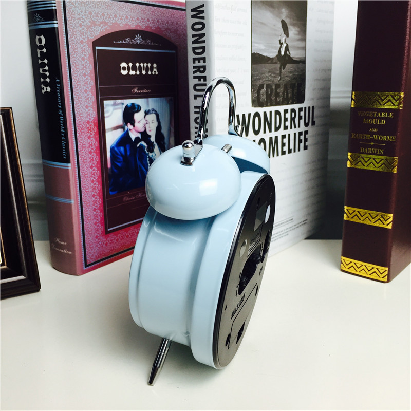 Simple blue bedside clock alarm mute desktop clock creative personality3