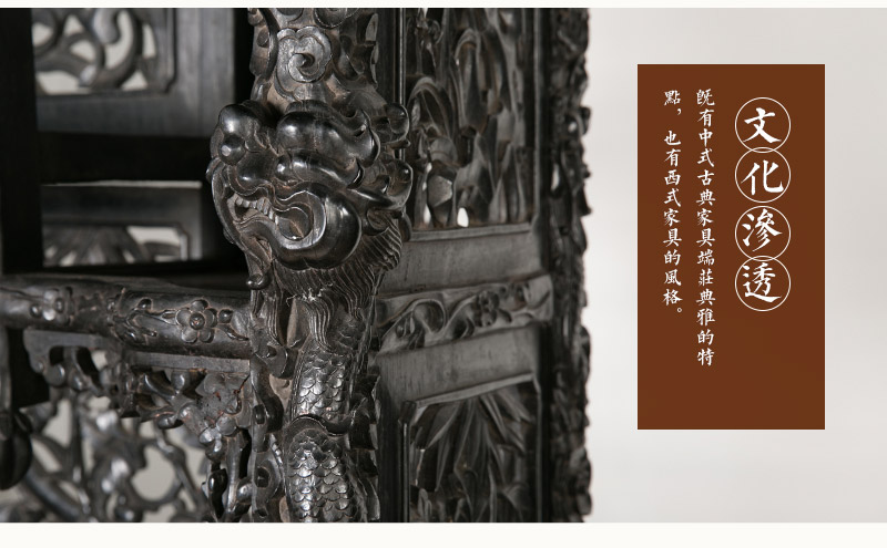 Double shelf carved mahogany, mahogany in the late Qing Dynasty (excluding tax)5