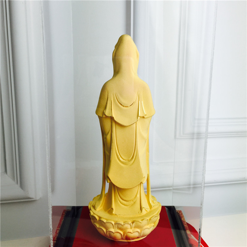 Chinese Feng Shui alluvial gold decoration craft Guanyin Golden Buddha birthday too happy wedding gift4