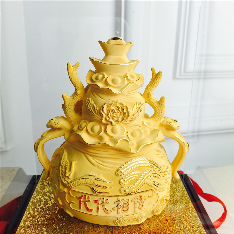 Chinese Feng Shui alluvial gold decoration craft Guanyin Golden Buddha birthday too happy wedding gift5