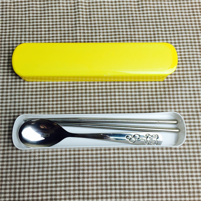 Student portable cutlery suit creative fork and spoon chopsticks adorable suit children travel tableware5