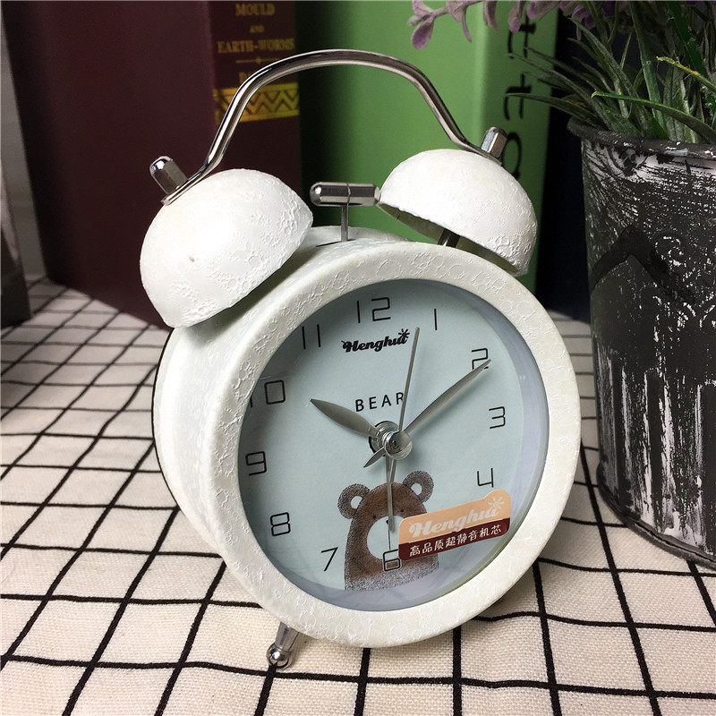 Do the old simple white bedside clock alarm mute desktop clock creative personality2