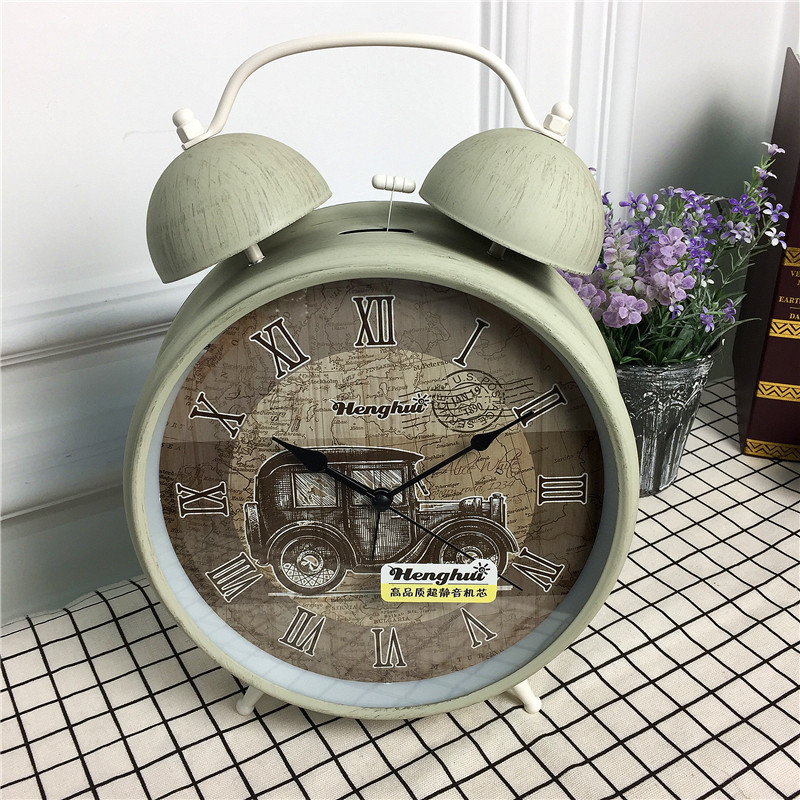 Simple bedside clock alarm mute grey desktop clock creative personality1