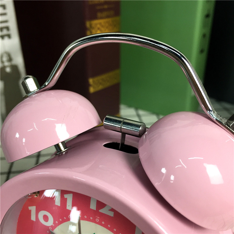 Simple bedside clock alarm mute pink desktop clock creative personality3