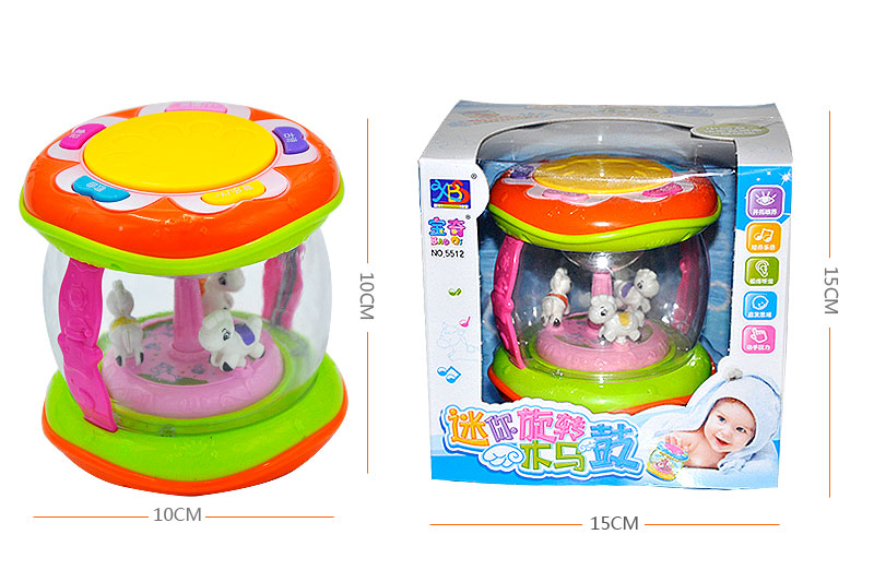 Bao Qi 5512 Mini merry go round, intelligent hand drum, children's music, pat drum, early morning teaching toys.3