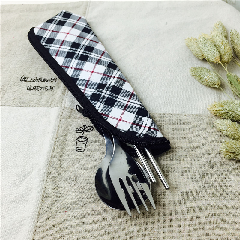 Stainless Steel Portable tableware with chopstick spoon, chopsticks and spoon fork for practical portable tableware3