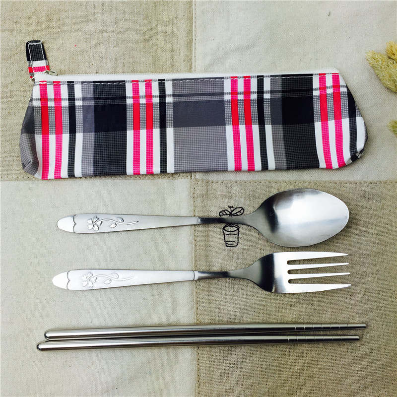 Stainless Steel Portable tableware with chopstick spoon, chopsticks and spoon fork for practical portable tableware1