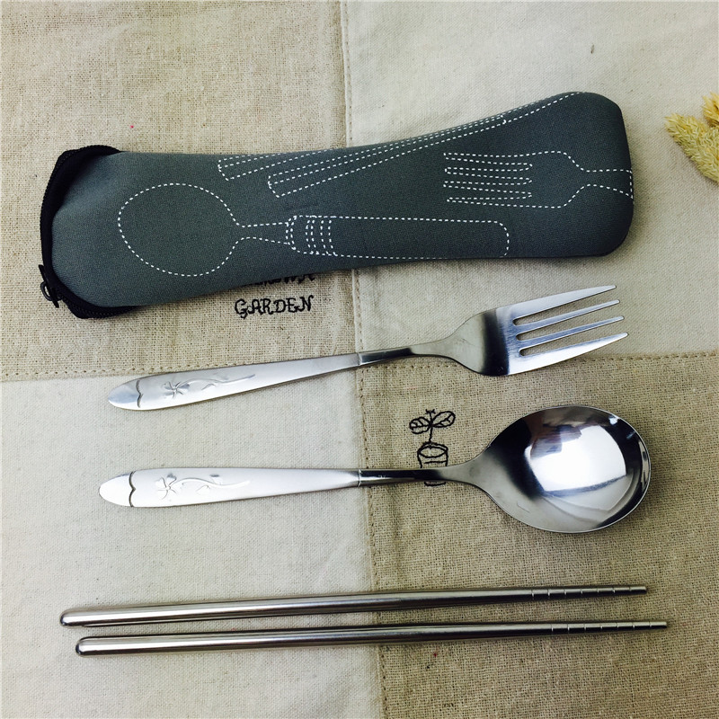 Stainless Steel Portable tableware with chopstick spoon, chopsticks and spoon fork for practical portable tableware3