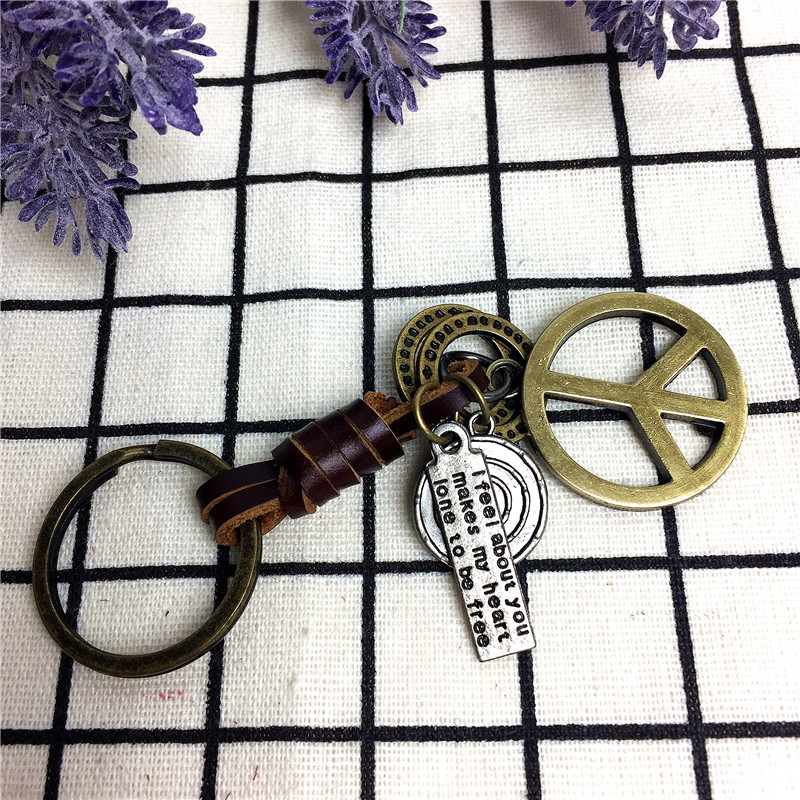 Retro and simple creative personality key ring pendant1